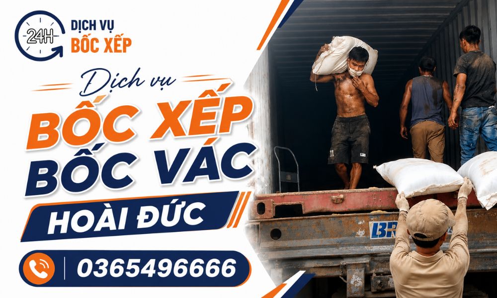 Dịch vụ bốc xếp bốc vác Hoài Đức hỗ trợ nhanh 24/7 tại Dichvubocxep24h